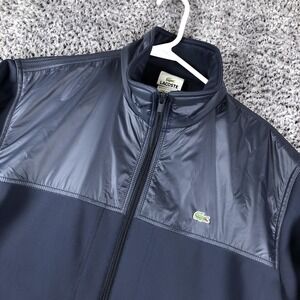 Lacoste Jacket Mens 2XL Blue Softshell Nylon Yoke Full Zip Stand Collar Pockets